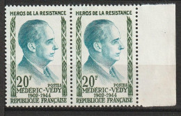 N° 1200 Héros De La Résitance: Védy: Belle Paire De 2 Timbres Neuf Impeccable: - Unused Stamps