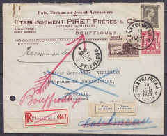 L. Recommandée "Ets Piret - Pots, Tuyaux, …" Affr. N°423+480+486 Càd CHATELINEAU /10 VII 1939 Pour OOSTMALLE Refusé Et R - Storia Postale