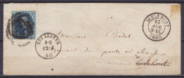 L. Affr. N°11A P24 Càd BRUXELLES /12-4-1860 Pour TIRLEMONT Réexpédiée à TURNHOUT - Destination "Tirlemont" Grattée - Càd - 1858-1862 Medallions (9/12)