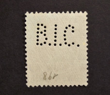 België - Belgique - Perfin Perforé - B.I.C. - Banque Industrielle Chine -  COB 198 - Cancelled - 1909-34