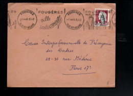 OBLITERATION MECANIQUE DE FOUGERES SUR LETTRE 1961 - Mechanical Postmarks (Other)