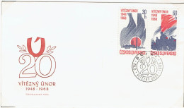 Enveloppe 1er Jour Tchécoslovaquie Février Victorieux 20 Ans 1948-1968 - FDC