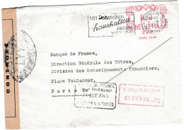 Suisse, Enveloppe De Zurich Pour Paris Avec Marque De Censure - Lettres & Documents