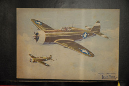 CP,  ILLUSTRATEUR, Louis Petit, Avion, Republic P47 "Thunderbolt" , Collection Des Avions Alliés - 1939-1945: 2ème Guerre