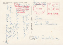 Schweden Ansichtskarte Mit Freistempel Sundsvall Wickberg & Söner 1966 Str- Sundsvall Östrands Fabriker Timrä Medelpad - Storia Postale