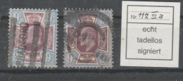 GB 1905/11: Two Used No Fault Sign. Items Of 9 D EVII, De La Rue Chalk-surf. Pap., Somerset, Redd. Purp. A. Light Blue - Oblitérés