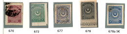 1923- Turchia Posta Ordinaria - N. 670-677-678 Non Dentellati - Nuovi
