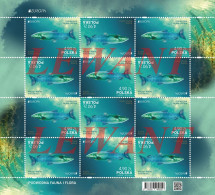 2024.04.25. Europe - Underwater Fauna And Flora - Common Barbel (Barbus Barbus) (tête-bêche) - MNH Sheet - Unused Stamps