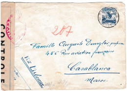 Suisse, Enveloppe De Fribourg Pour Casablanca, Maroc, Marque De Censure - Brieven En Documenten