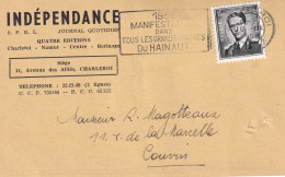Indépendance S.P.R.L  Journal Quotidien Belgique - Briefe