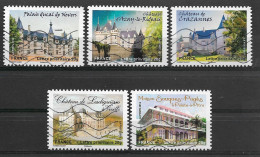 France 2012  Oblitéré Autoadhésif  N°  726 - 727  - 728 - 733 - 736   -  Chateaux Et Demeures Historiques  ( II ) - Used Stamps