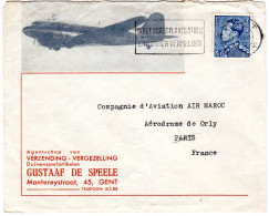 "  GUSTAAF DE SPEELE  Montereystraat 45 GENT " Envoyée à Cie D' Aviation AIR MAROC à PARIS - Covers & Documents