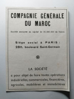 Cartonnage Publicitaire COMPAGNIE GENERALE DU MAROC  12 X 16 Cm Env - Reclame