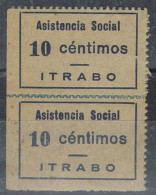 Pareja Sellos ITRABO (Granada) 10 Cts Asistencia Social, Guerra Civil ** - Spanish Civil War Labels