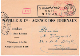 Suisse, Enveloppe De Geneve Pour Dijon, Marque De Censure - Lettres & Documents