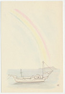 Postal Stationery Japan Rainbow - Fishing Boat - Clima & Meteorología