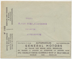 Postal Cheque Cover Belgium Car Exhibition - General Motors - Opel Chevrolet - Pontiac  - Coches