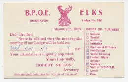 Postal Stationery Canada 1966 BPOE - Benevolent And Protective Order Of Elks - Vrijmetselarij