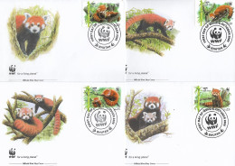 BHOUTAN  2009  4 FDC WWF-PANDA ROUX YVERT N°1846/1849 - FDC