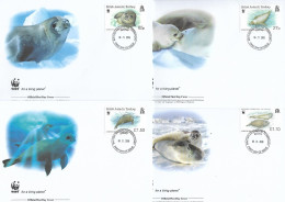 ANTARTIQUE BRITANNIQUE  2009  4 FDC WWF-PHOQUE YVERT N°492/495 - FDC