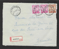 Mengfrankering Boudewijn Bril Op Aangetekende Briefvoorzijde - Devant De Lettre Recommandé - NANINNE - 1969 - 1953-1972 Occhiali