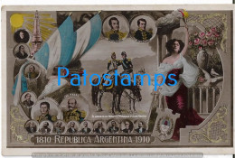 227722 ARGENTINA CENTENARY PATRIOTIC FLAG HERALDRY PROCER EL ABRAZO DE MAIPU O'HIGGINS & SAN MARTIN POSTCARD - Argentinië