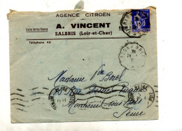 Lettre Cachet Vierzon à Orleans  Flamme  Envers  Entete Agence Citroen - Manual Postmarks