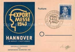 73852465 Hannover Offizielle Postkarte Der Exportmesse 1947 Stempel Hannover - Hannover