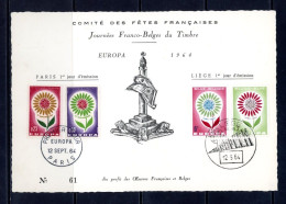 BE   1298 - 1299   ---   Carte Comité Fes Fêtes Françaises  --  Avec Valeurs Françaises Oblitérées 1er Jour - Lettres & Documents