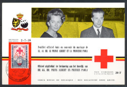 BE   1096   ---   Feuillets  Profit De La Croix Rouge : Maraige Prine Albert Et Princesse Paola - Briefe U. Dokumente