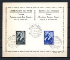 BE   456 - 457    Obl.   ---   Fondation Musicale Reine Elisabeth  --  Premier Jour - Storia Postale