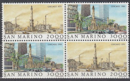 SAN MARINO  1341-1342, 4erBlock, Postfrisch **, Weltstädte: Chicago, 1986 - Nuovi