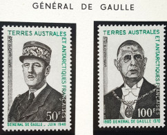 2 TIMBRES TAAF 46 Et 47, 1er Anniversaire De La Mort Du Général De Gaulle - ...-1955 Vorphilatelie