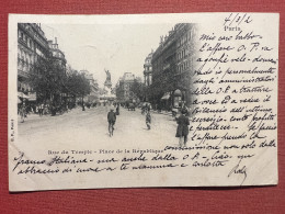 Cartolina - Paris - Rue Du Temple - Place De La République - 1902 - Non Classificati