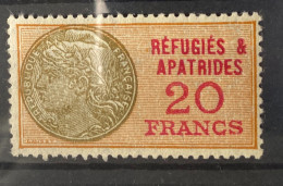 !!! FRANCE, TIMBRE FISCAL RÉFUGIÉS ET APATRIDES N°198 ﹡﹡ - Sellos