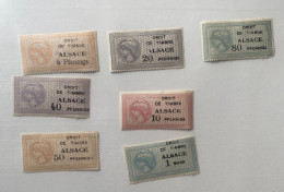 !!! ALSACE LORRAINE, TIMBRES FISCAUX N°171/177, DENTELURE IRRÉGULIÈRE - Ongebruikt