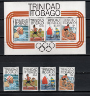 Trinidad & Tobago 1984 Olympic Games Los Angeles, Swimming, Athletics, Sailing, Cycling Set Of 4 + S/s MNH - Sommer 1984: Los Angeles