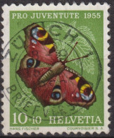 1955 Schweiz Pro Juventute ° Zum:CH J159,Yt:CH 568, Mi:CH 619, Tagpfauenauge, Schmetterling, Insekten - Gebraucht