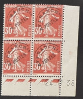 Semeuse 30 C. Rouge 360 Préo 61 En Bloc De 4 Coin Daté PAS CHER - 1906-38 Säerin, Untergrund Glatt