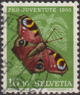 1955 Schweiz Pro Juventute ° Zum:CH J159,Yt:CH 568, Mi:CH 619, Tagpfauenauge, Schmetterling, Insekten - Oblitérés