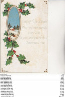 CPA NOEL. Joyeux Noël.  Houx Et Gravure Hivernale, Dorure, Gaufrée. ...Z71 - Other & Unclassified