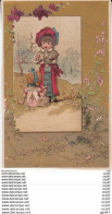 CHROMOS. Femme Robe Longue Et Fillette Cueillant Des Fleurs. ...Z781 - Autres & Non Classés