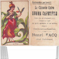 CHROMOS.Chicorée, Bonne Cafetière. H. FACQ.(Valenciennes).  Femme En Tulipe. ...Z319 - Thee & Koffie