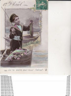 Lot 4 CPA  1er AVRIL. Jeunes Garçons, Habit De Marin, Culotte Courte, Canne à Pêche, Barque...Z486 - Sonstige & Ohne Zuordnung