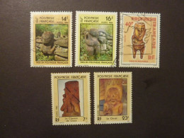 POLYNESIE FRANCAISE, Année 1983-84, YT N° 195-197-209-210-229 Oblitérés. Tikis - Usati