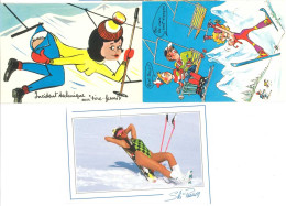 3 Cpsm/cpm Ski , Humour, Tire-fesses, ... (SPO) - Deportes De Invierno