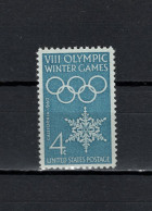 USA 1960 Olympic Games Squaw Valley Stamp MNH - Winter 1960: Squaw Valley