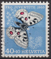 1955 Schweiz Pro Juventute ° Zum:CH J162,Yt:CH 571, Mi:CH 622, Apollo, Schmetterling, Insekten - Usati