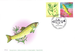 Latvia Lettland Lettonie 2024 (07) Europa - Underwater Flora And Fauna - Fish - Trout (FDC) - Lettonia