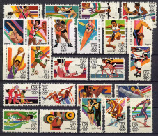 USA 1983/1984 Olympic Games Los Angeles / Sarajevo, Football Soccer, Fencing, Cycling Etc. 24 Single Stamps MNH - Verano 1984: Los Angeles